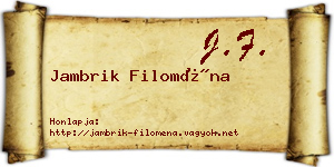 Jambrik Filoména névjegykártya