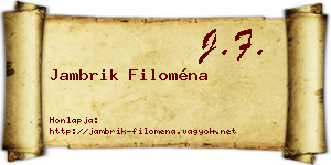 Jambrik Filoména névjegykártya